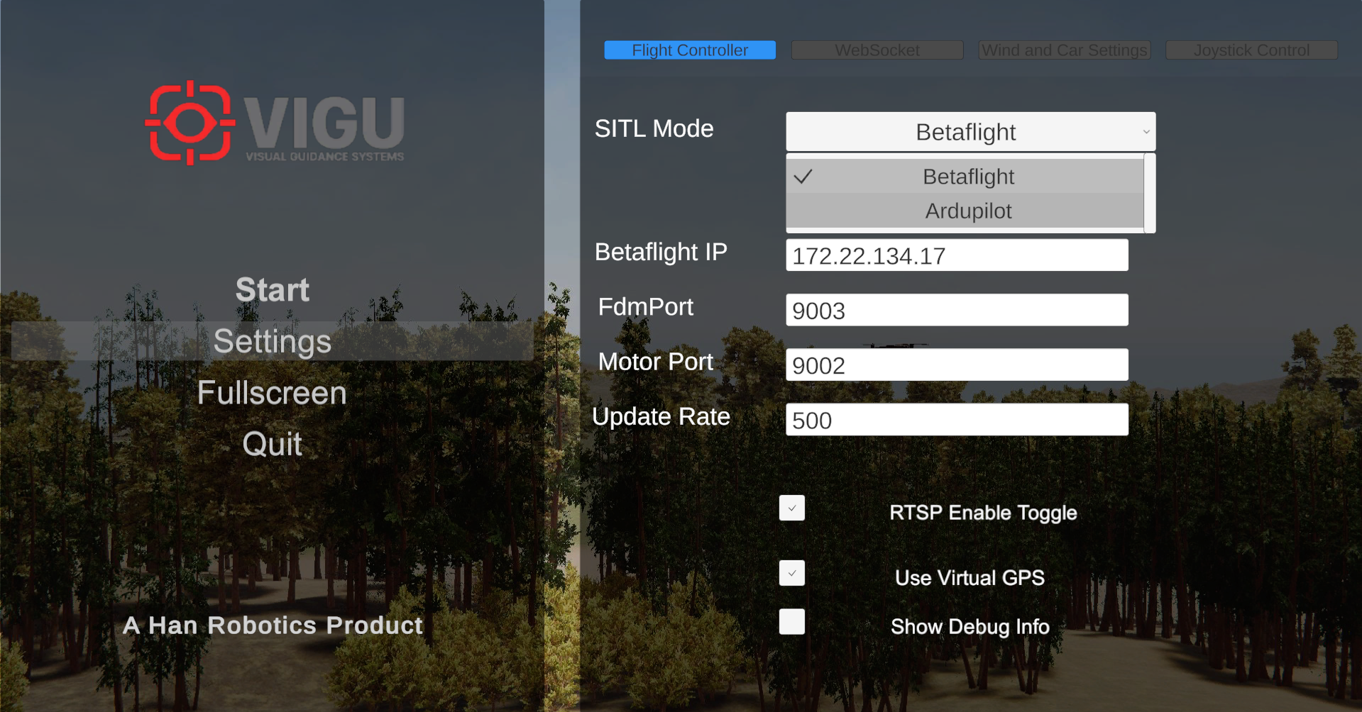 VIGU-Sim Drone Simülasyon Ekran Görüntüsü